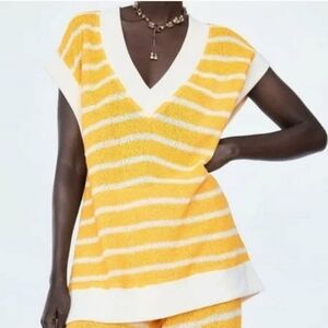 ZARA striped rustic sleeveless sweater vest NWT